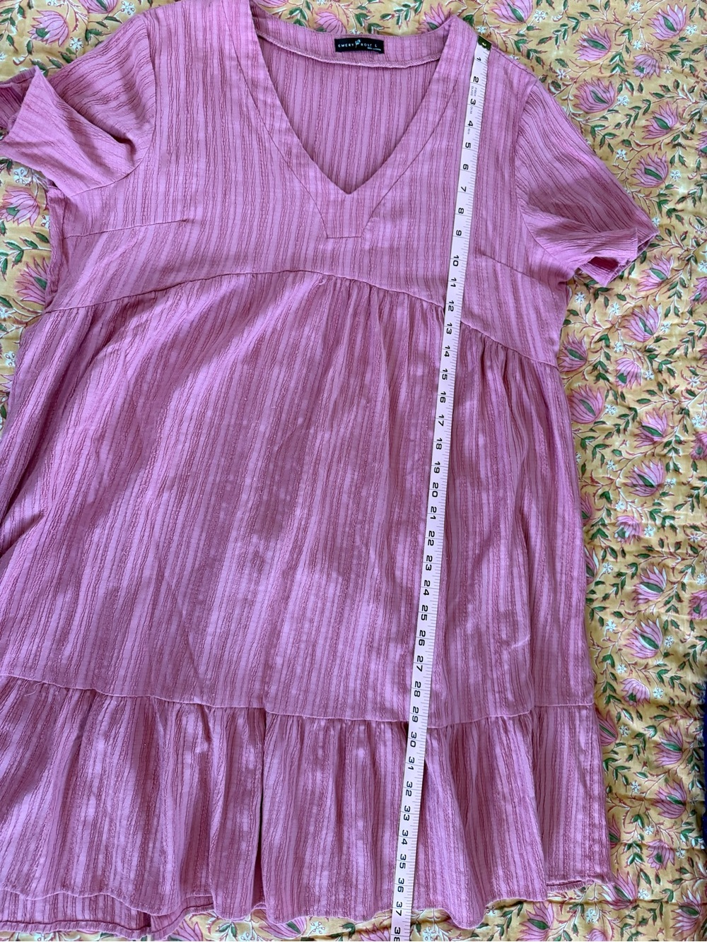 Emery Rose Women’s Dusty Rose Tiered Flow Boho V-Neck Dress Size Large - Picture 9 of 10